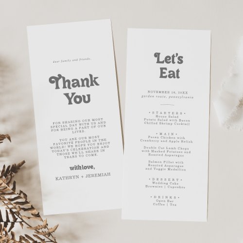 Formal Simple Thank You and Wedding Menu