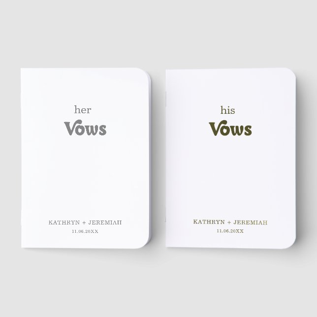 Formal Simple Wedding  Foil Vow Books (Front)