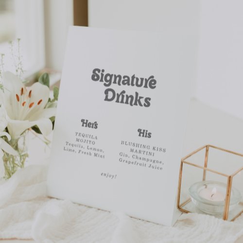 Formal Simple Wedding Signature Drinks Pedestal Sign