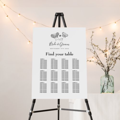 Formal spring season wedding seating chart foam board