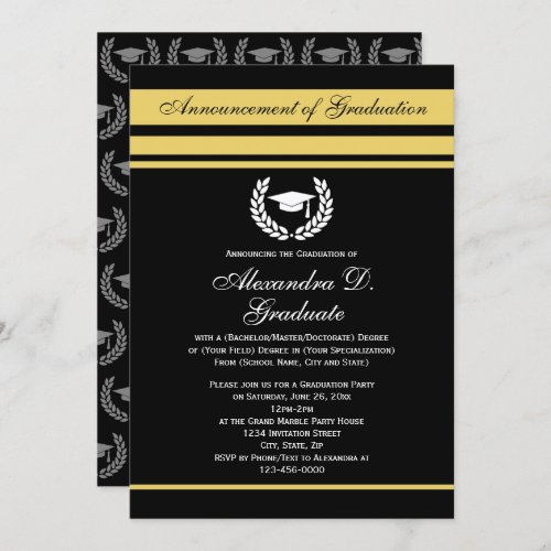 Formal Stripes College High School Graduation Invitation