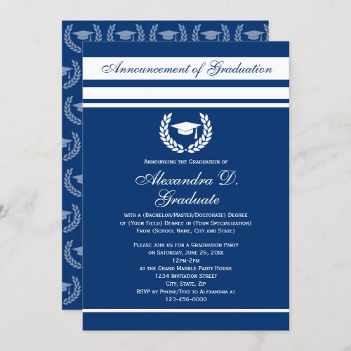 Formal Stripes College High School Graduation Invitation