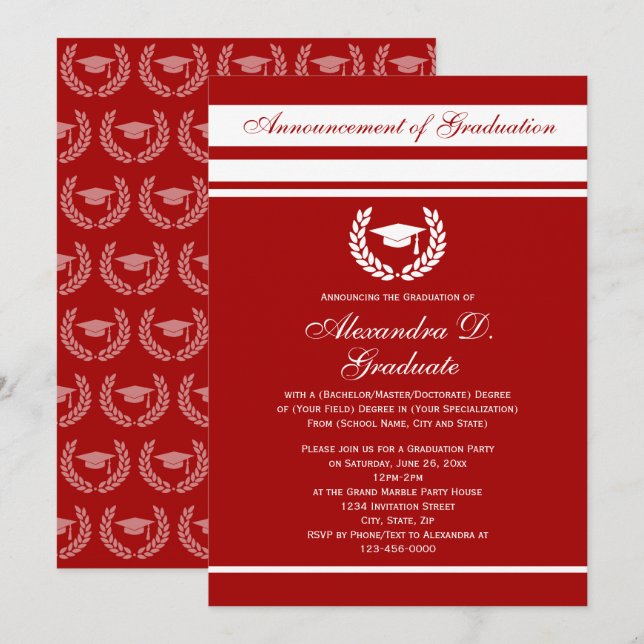 Formal Stripes College High School Graduation Invitation (Front/Back)