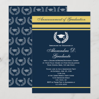 Formal Stripes Logo College University Graduation Invitation