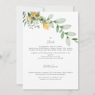 Formal Sunflower Wedding Detail Invitation