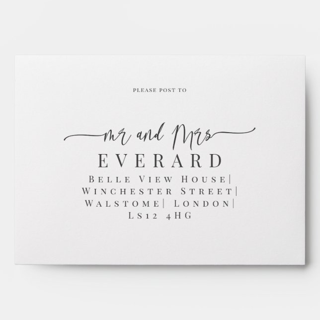 Formal Text Wedding Envelope for Classic range (Front)