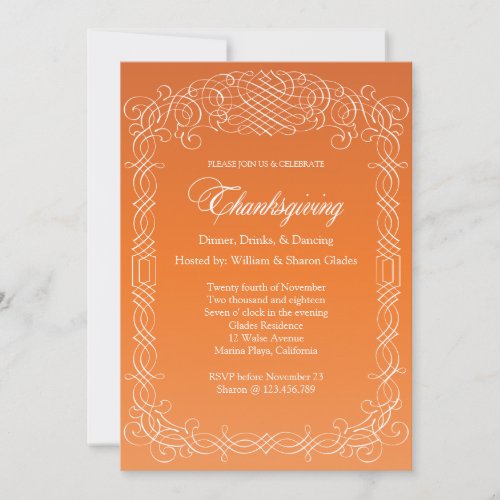 Formal Thanksgiving Invitation Calligraphy Style