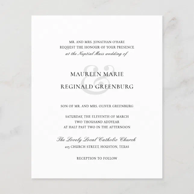 Formal Traditional Budget Wedding Invitation Zazzle