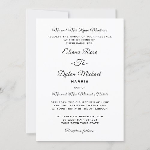 Formal Traditional Universal Wedding Invitation