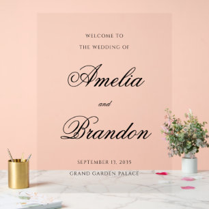 Formal Transparent Black Script Wedding Welcome Acrylic Sign