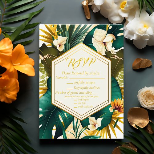 Formal Trendy Tropical Destination Wedding RSVP 