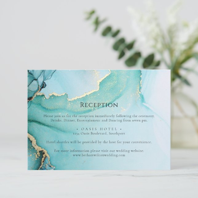 Formal Turquoise and Black Wedding Enclosure Card (Standing Front)