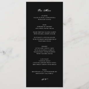 Formal Tuxedo Black Classic Wedding Menu