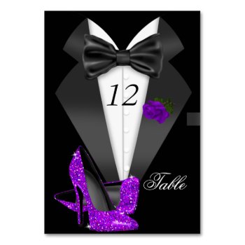 Formal Tuxedo Black Pur Heels Table Number Seating by Zizzago at Zazzle