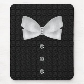 Formal Tuxedo Rhinestone Bow Tie  Wedding Mouse Pad by BridesToBe at Zazzle