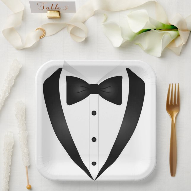 Formal Tuxedo Square  Paper Plates (Wedding)