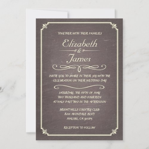 Formal Vintage Chalkboard Wedding Invitations