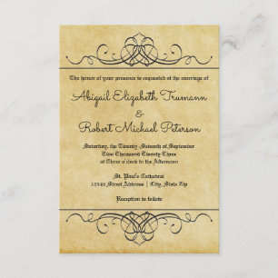 Formal Vintage Flourish Paper - 3x5 Wedding Invite