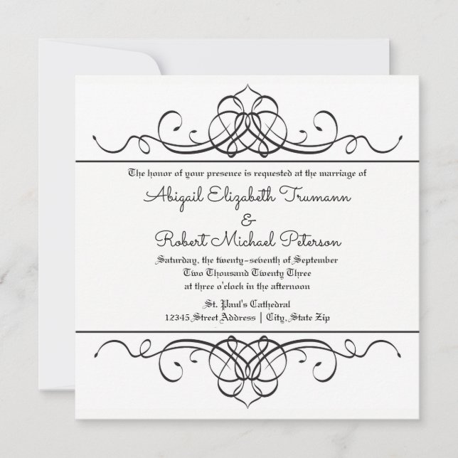 Formal Vintage Flourish - Wedding Invitation (Front)