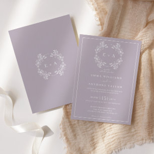 Formal Vintage Lavender Monogram Wedding Invitation