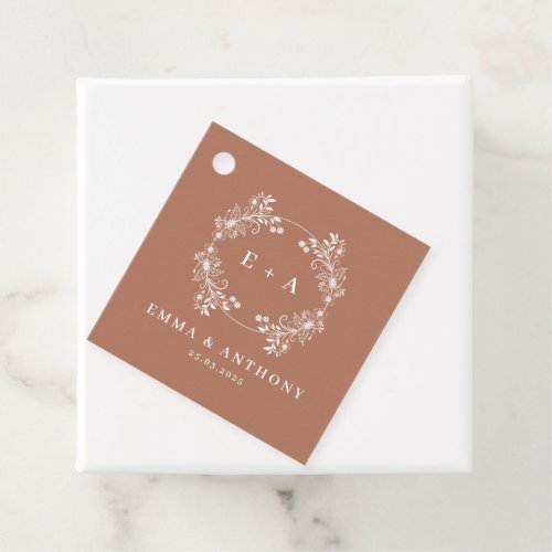 Formal Vintage Terracota Monogram Wedding Favor Tags