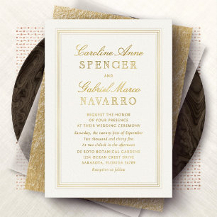 Formal Vintage Wedding Foil Invitation