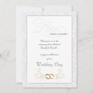 Formal Vintage White Wedding Invitations