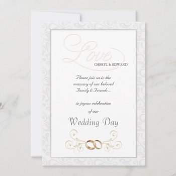 Formal Vintage White Wedding Invitations by SquirrelHugger at Zazzle