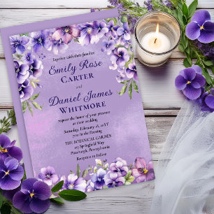 Formal Violet Floral Evening Wedding  Invitation