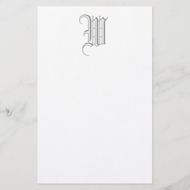 Formal W Editable Monogram Linen Stationery (Front)