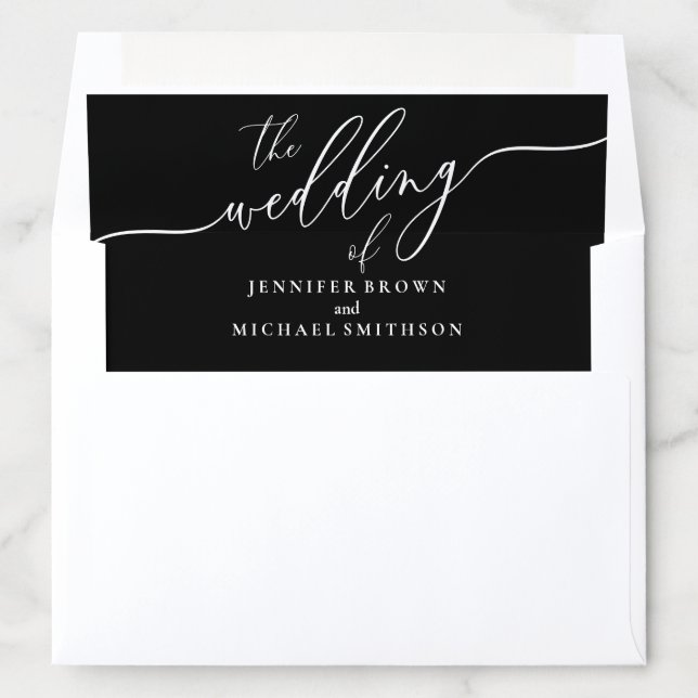 Formal Wedding Black and White Simple Classic Envelope Liner (In Envelope)