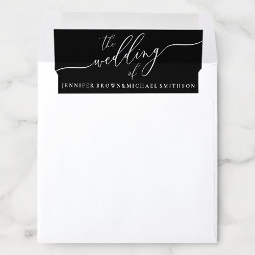 Formal Wedding Black and White Simple Envelope Liner