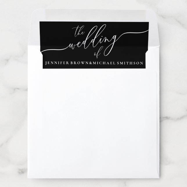 Formal Wedding Black and White Simple Envelope Liner (In Envelope)
