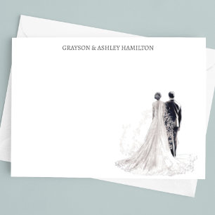 Formal Wedding Bride & Groom Note Card