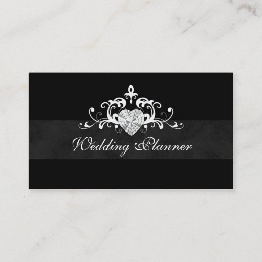 Customizable Formal Wedding Event Planner Heart Jewel Business Card