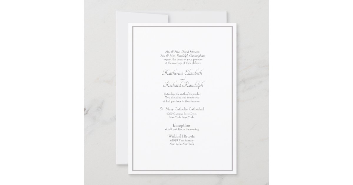 Formal Wedding Invitation Both Parents Listed Zazzle