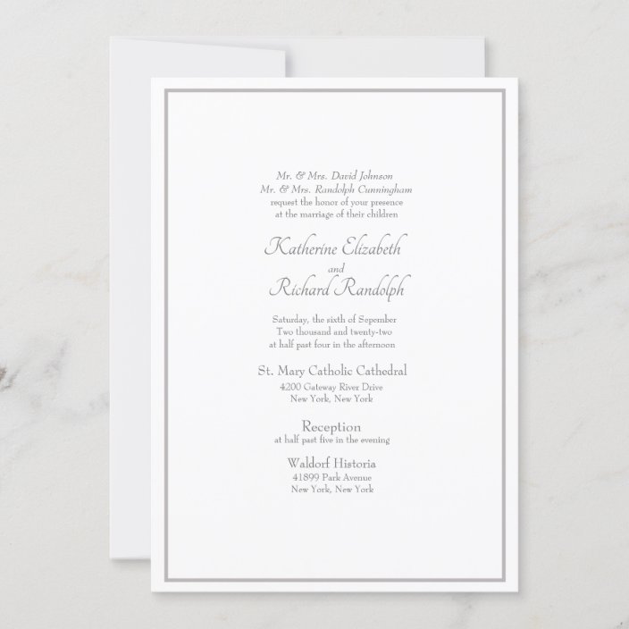 Formal Wedding Invitation Both Parents Listed