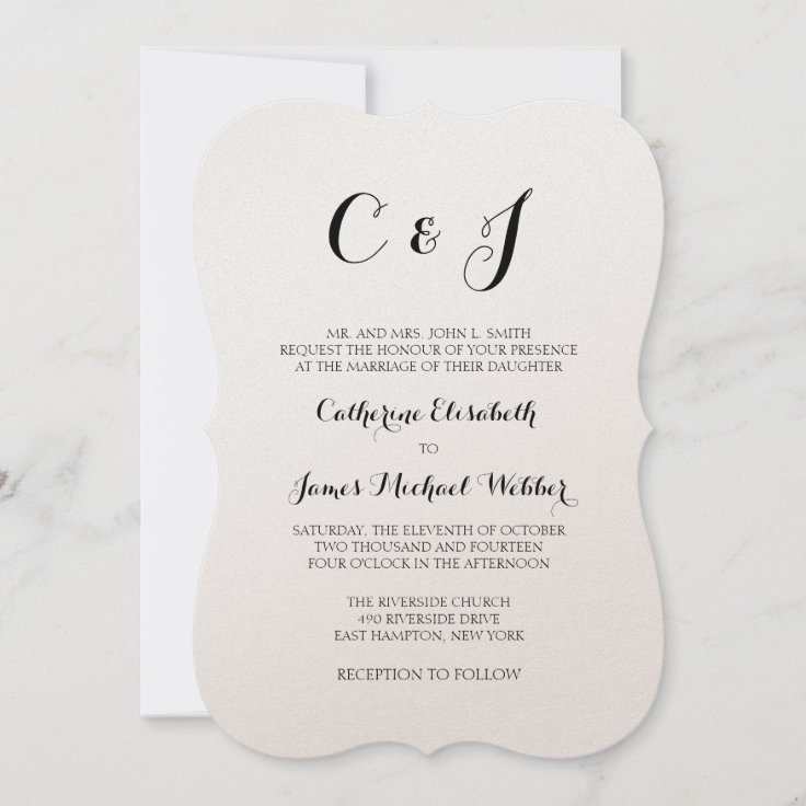 Formal Wedding Invitation Wording Bride's Parents Zazzle