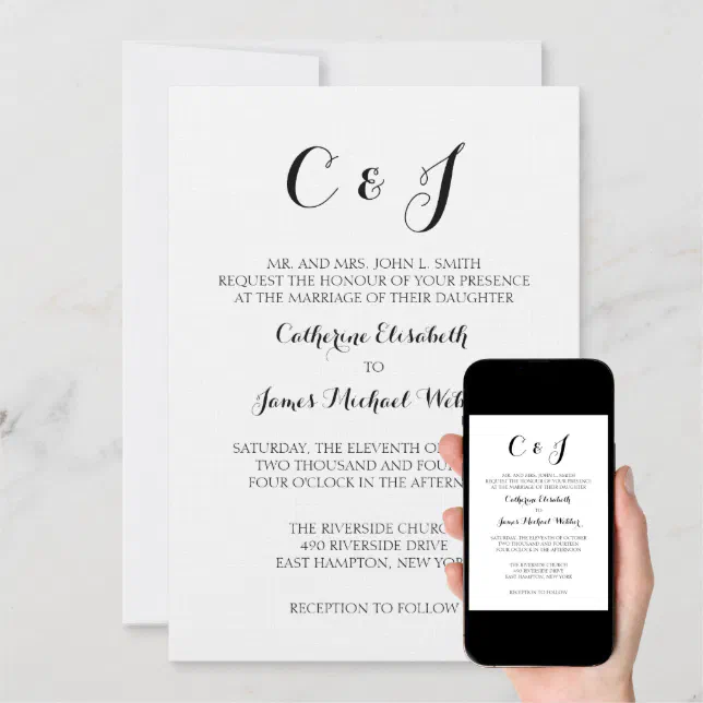 Formal Wedding Invitation Wording Bride's Parents Zazzle