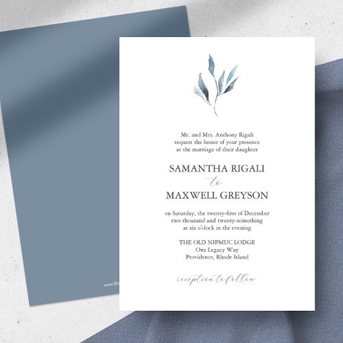 Formal Wedding Invitations Dusty Blue Botanicals