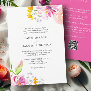 Formal Wedding Invitations with QR Code Floral