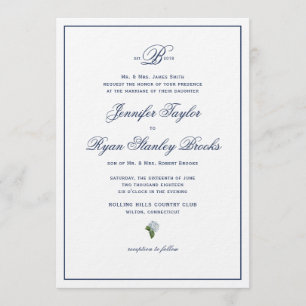 Formal Wedding Invite Hydrangea
