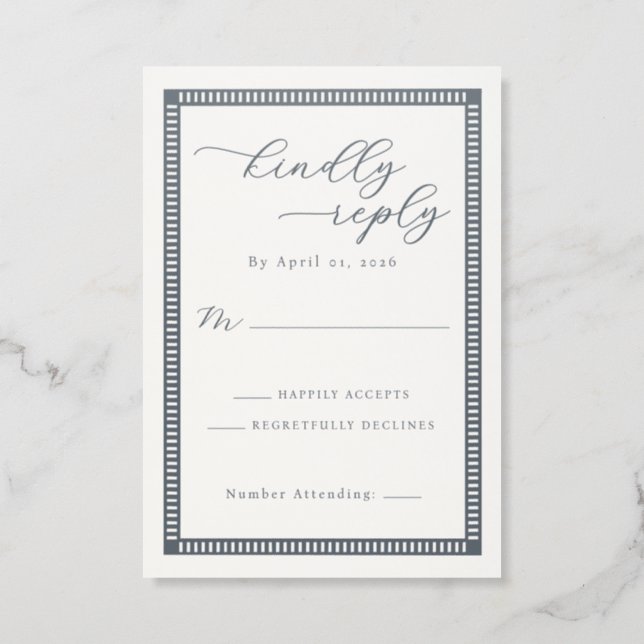 Formal Wedding Letterpress RSVP Cards (Front)