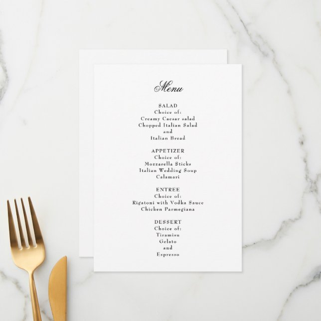 Formal Wedding Menu (Front/Back In Situ)