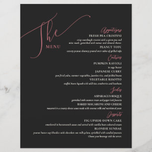 Formal Wedding Menu Elegant Black Magenta