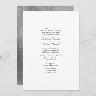 Formal Wedding Metallic Silver & White Invitation