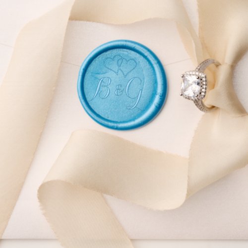 Formal wedding monogram blue wax seal stamp kit