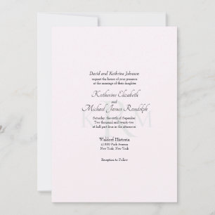 Formal Wedding Monogram Bride Parents Pink II Invitation