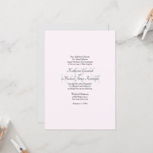 Formal Wedding Monogram Divorced Parents Pink II Invitation