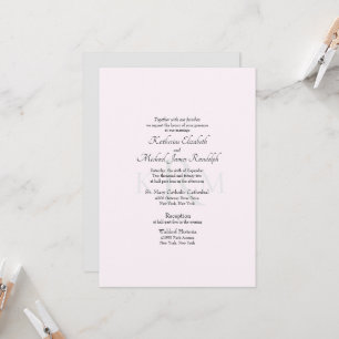 Formal Wedding Monogram No Parents Listed Pink Invitation